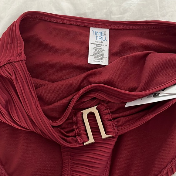 Time and Tru Maroon Two-Piece Bikini Swim Suit Size S (4-6) - Picture 13 of 14